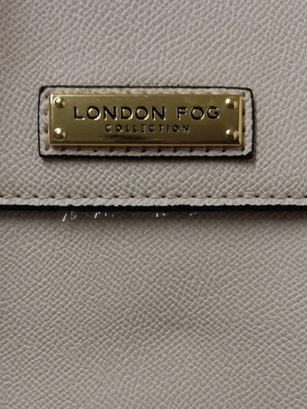 London Fog Ivory Structured Flap-Top Maille Tote
